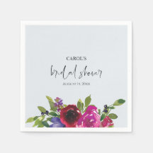 Serviette en papier floral aquarelle bleu poudre