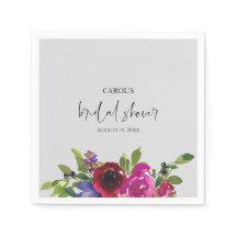 Serviette en papier floral aquarelle gris perle