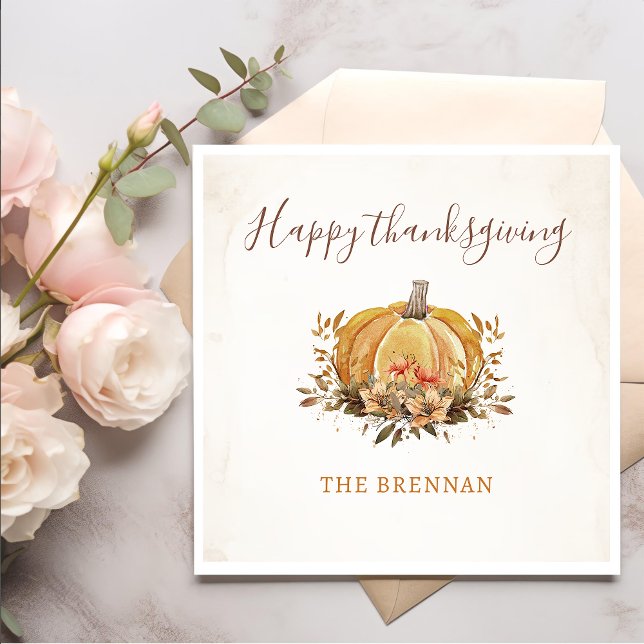 Serviette En Papier Floral Automne Citrouille Thanksgiving Dîner Napki (Créateur téléchargé)