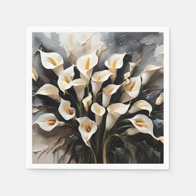 Serviette En Papier Floral Blanc Calla Lily (Devant)