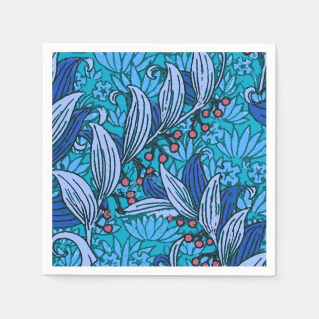 Serviette En Papier Floral bleu ancien Boho moderne (Devant)