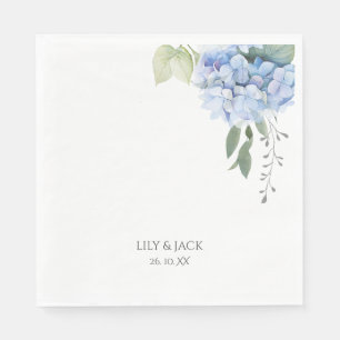 Serviette En Papier Floral bleu et blanc Mariage Hydrangea