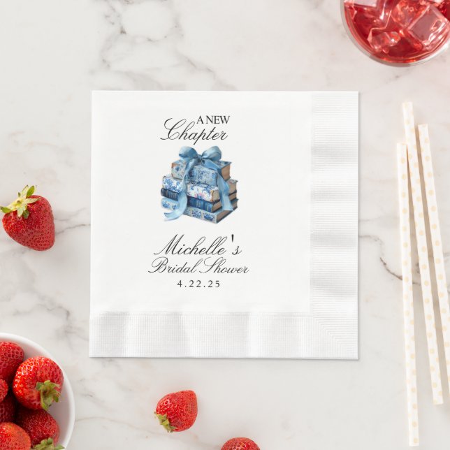 Serviette En Papier Floral Bleu Une nouvelle Fête des mariées de chapi (En situation)