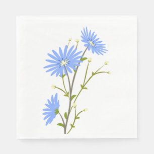 Serviette En Papier Floral Blue Daisy Fleurs de mariage Fêtes de maria