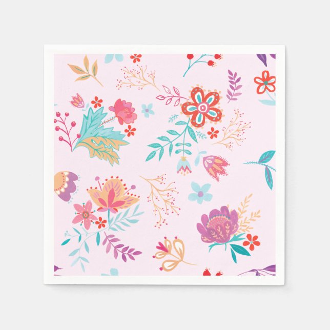 Serviette en papier floral bohème vintage (Devant)
