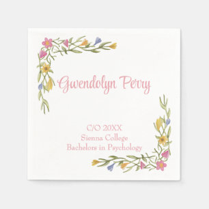 Serviette En Papier Floral Boho College Graduation Party Invitation