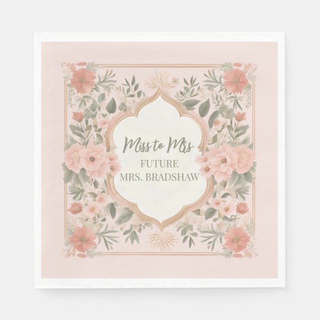 Serviette En Papier Floral Boho rose (Devant)