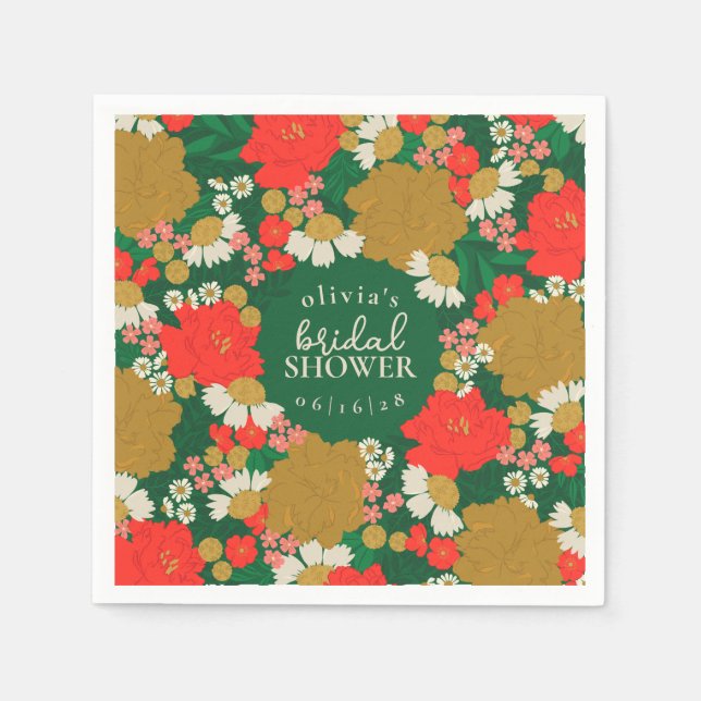 Serviette En Papier Floral Bouquet Bridal Shower Paper Plates (Devant)