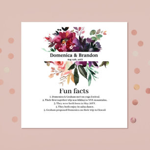 Serviette En Papier Floral Bourgogne sur blanc Mariage Fun Facts Napki
