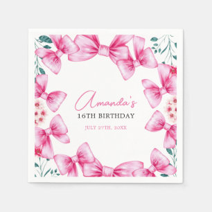 Serviette En Papier Floral Bow Coquette Sweet 16 Anniversaire