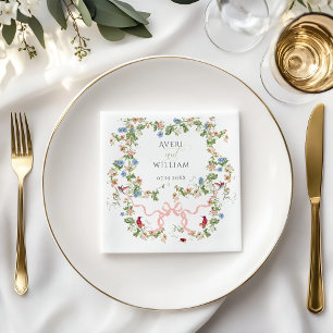 Serviette En Papier Floral Bow Garden Rustique Élégant Mariage photo