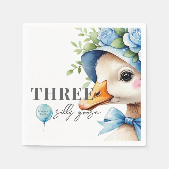 Serviette En Papier Floral Bow Silly Goose Boy Birthday  (Devant)
