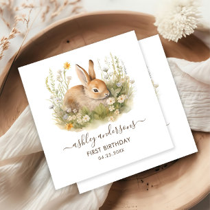 Serviette En Papier Floral Bunny Girl's Spring 1er Birthday