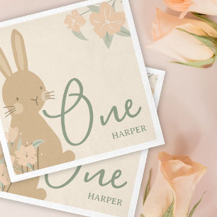 Serviette En Papier Floral Bunny Girl's Spring 1st Birthday Party