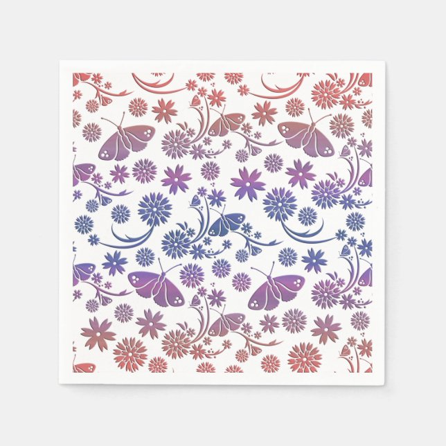 Serviette En Papier Floral Butterfly Napkin (Devant)