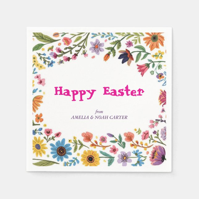 Serviette En Papier Floral Colorful Easter BRUNCH & HUNT (Devant)
