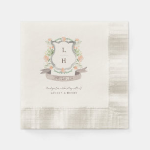 Serviette En Papier Floral Crest Aquarelle Monogramme Mariage