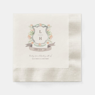 Serviette En Papier Floral Crest Aquarelle Monogramme Mariage