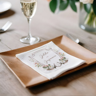 Serviette En Papier Floral Crest Western Horseshoe Monogram Mariage