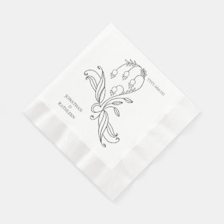 Serviette En Papier Floral Custom Name Personalized Elegant
