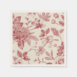 Serviette En Papier Floral de Toile Florale Rouge