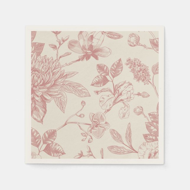 Serviette En Papier Floral de Toile Florale Rouge (Devant)