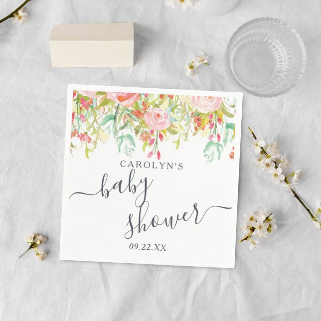 Serviette En Papier Floral d'été du printemps | BABY SHOWER (Créateur téléchargé)