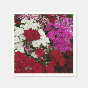 Serviette En Papier Floral Dianthus blanc, rose et rouge