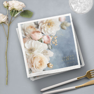 Serviette En Papier Floral Drama Mariage Numéro de table Blue ID1022