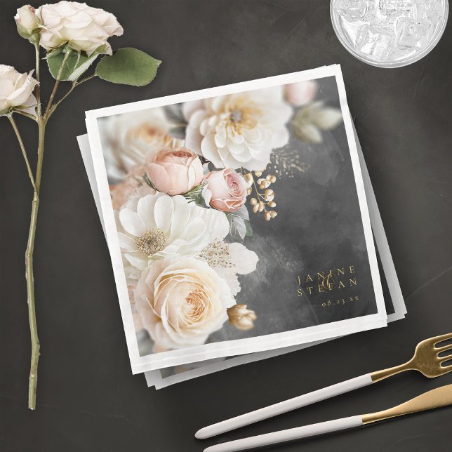 Serviette En Papier Floral Drama Mariage Numéro de tableau Numéro de c (Créateur téléchargé)