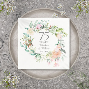 Serviette En Papier Floral du Garland rose 75e anniversaire du Mariage