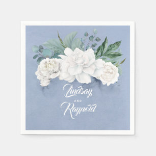 Serviette En Papier Floral Dusty Mariage bleu