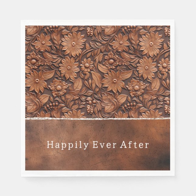 Serviette En Papier Floral en cuir Brown occidental Faux (Devant)