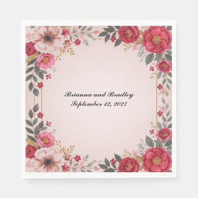 Serviette En Papier Floral en Wedding shower rose Bachelorette Party (Devant)