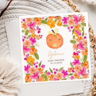 Serviette En Papier Floral Fall mignon petit baby shower citrouille