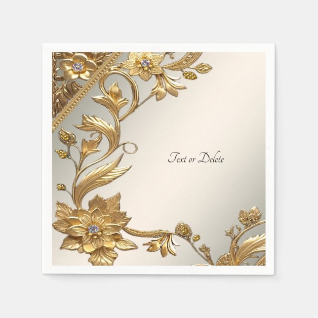 Serviette En Papier Floral Feuille Golden Wavy (Devant)