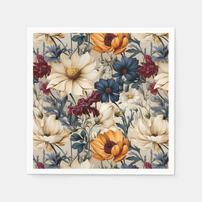 Serviette En Papier Floral Fleur sauvage moderne (Devant)