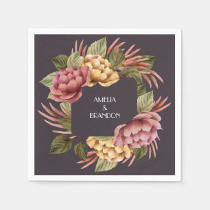 Serviette En Papier Floral foncé et humide