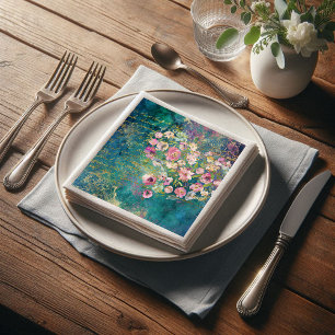 Serviette En Papier Floral Heart Gold Romantique écriture manuscrite D