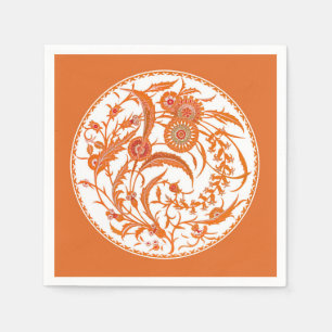 Serviette En Papier Floral Jacobean chinois antique - Mandarin Orange
