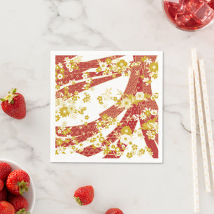 Serviette En Papier Floral Kimono Mix Motif