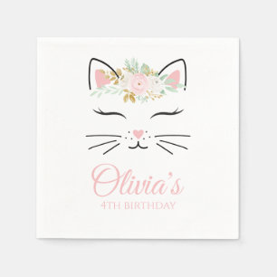 Serviette En Papier Floral Kitten serviettes de fête d'anniversaire ro