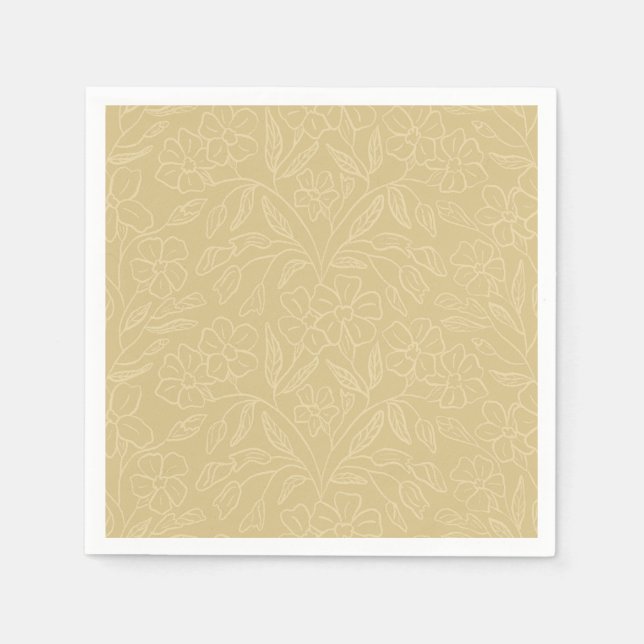 Serviette En Papier Floral Lace In Yellow (Devant)
