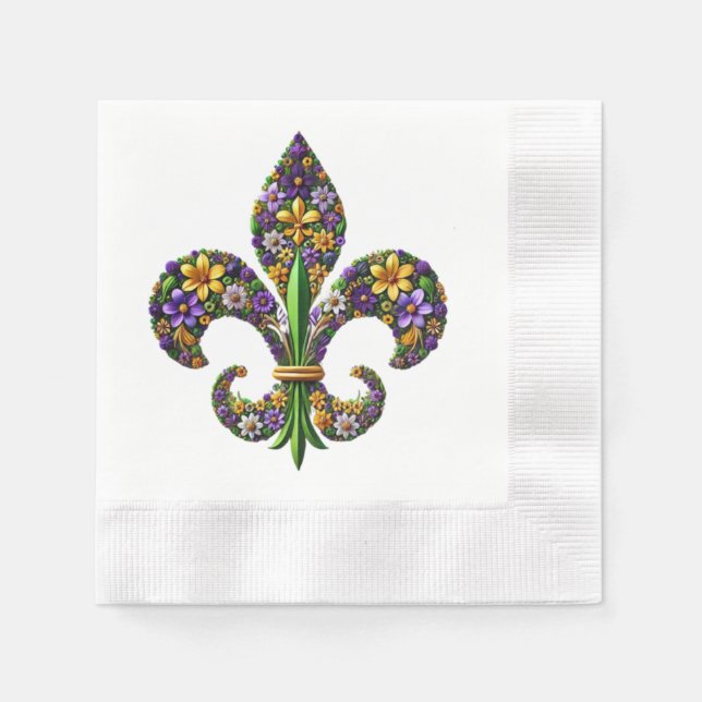 Serviette En Papier Floral Mardi Gras fleur de lis (Devant)