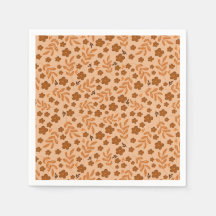Serviette en papier floral marron vintage | Fête d
