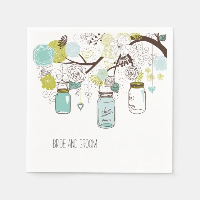 Serviette En Papier Floral Mason Jars (Devant)