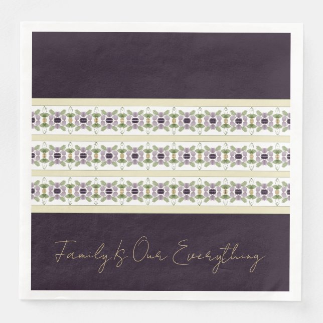 Serviette En Papier Floral mauve et pourpre (Devant)