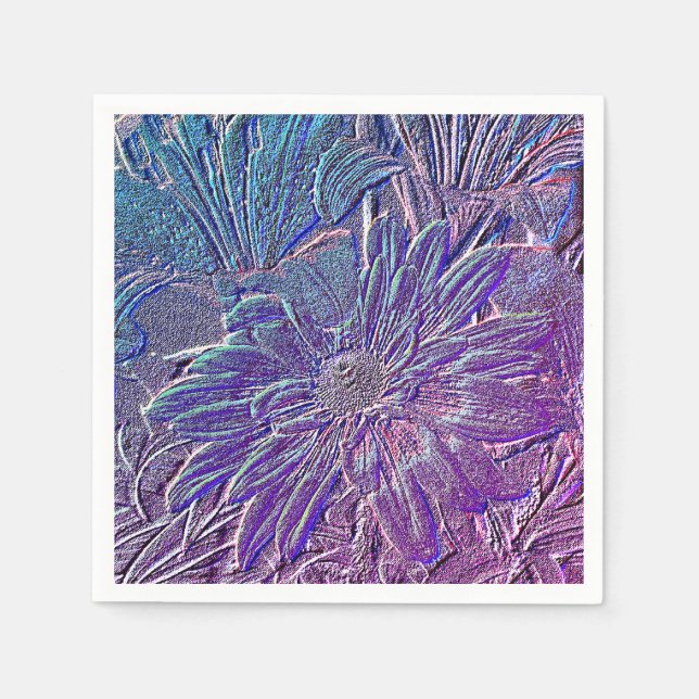 Serviette En Papier Floral mauve métallique (Devant)