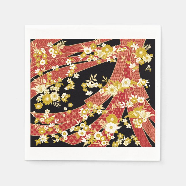 Serviette En Papier Floral Mix Kimono Pattern (Devant)