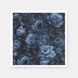 Serviette En Papier Floral Moody Rose bleu